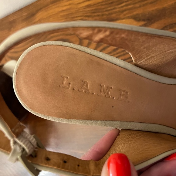 L.A.M.B. Nomad Suede and Leather Slingback Peep Toe Platform Heels - Picture 9 of 10